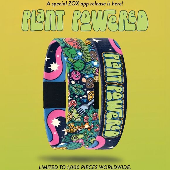 ZOX "Plant Powered" #805 APP EXCLUSIVE New Medium Sold Out Collectible Wristband - Picture 1 of 4